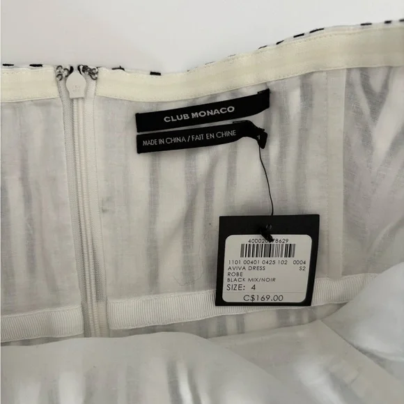 Club Monaco Aviva Strapless Black White Stripe Midi Dress NWT - Picture 9 of 13